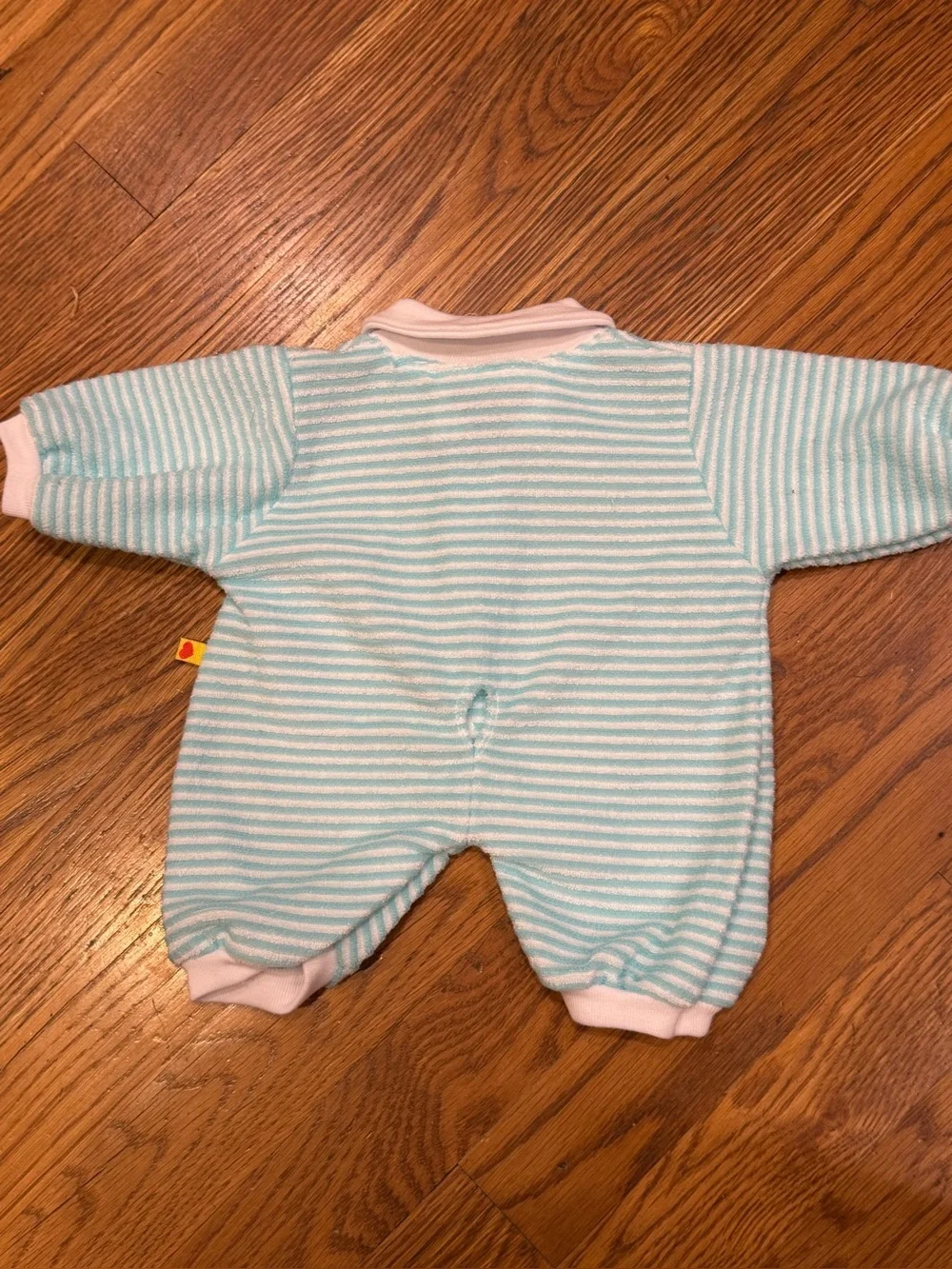 Authentic Build-A-Bear One-Piece Romper in Light Aqua Stripe